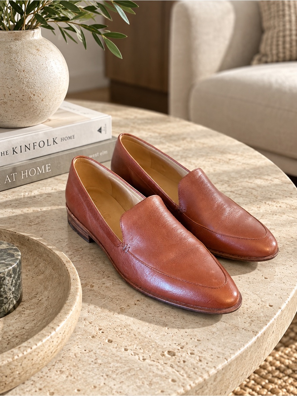 Madewell Women's Leather Slip-On Loafers in Cognac/Tan